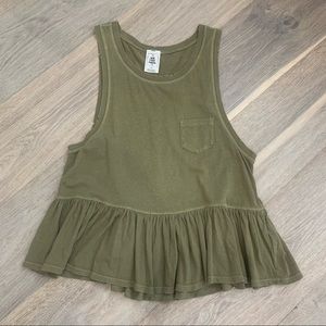 Army Green Free People Pocket Tank Top